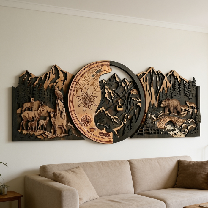 Real Nature oak wood wall decor - Dekorpanel Bergwelt Alpen