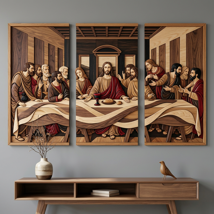 Dřevěný obraz s UV tiskem - Poslední večeře – Da Vinci