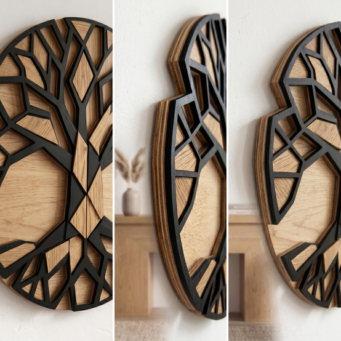 Real Nature oak wood wall decor – Tree of life Polygonal art