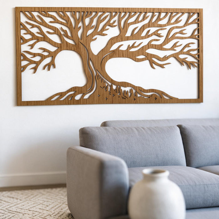 Real Nature oak wood wall decor - Tree of forest Mero Brown