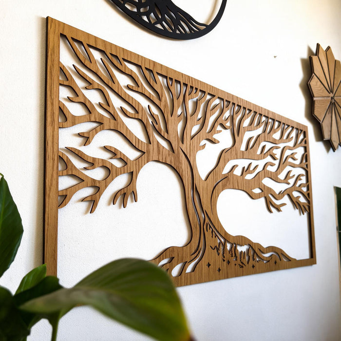 Real Nature oak wood wall decor - Tree of forest Mero Brown