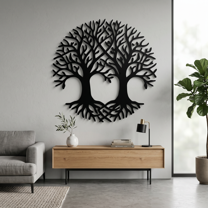 Real Nature oak wood wall decor - Two oaks
