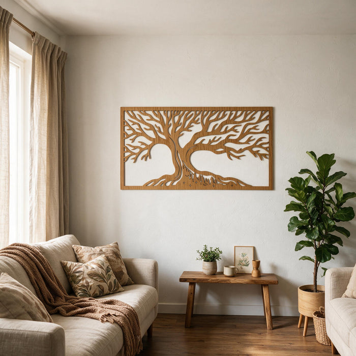 Real Nature oak wood wall decor - Tree of forest Mero Brown