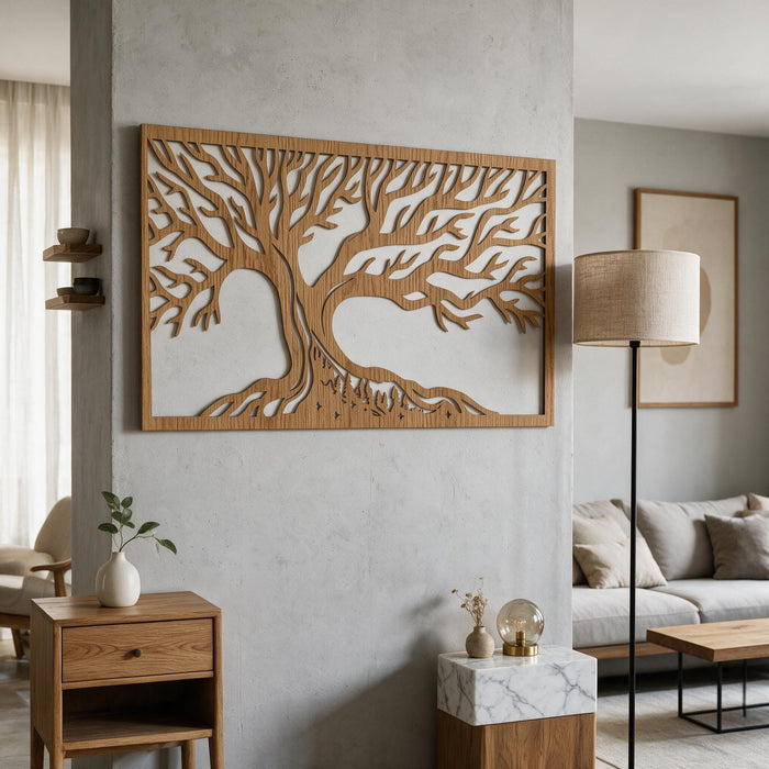 Real Nature oak wood wall decor - Tree of forest Mero Brown