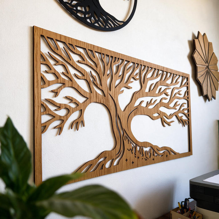 Real Nature oak wood wall decor - Tree of forest Mero Brown
