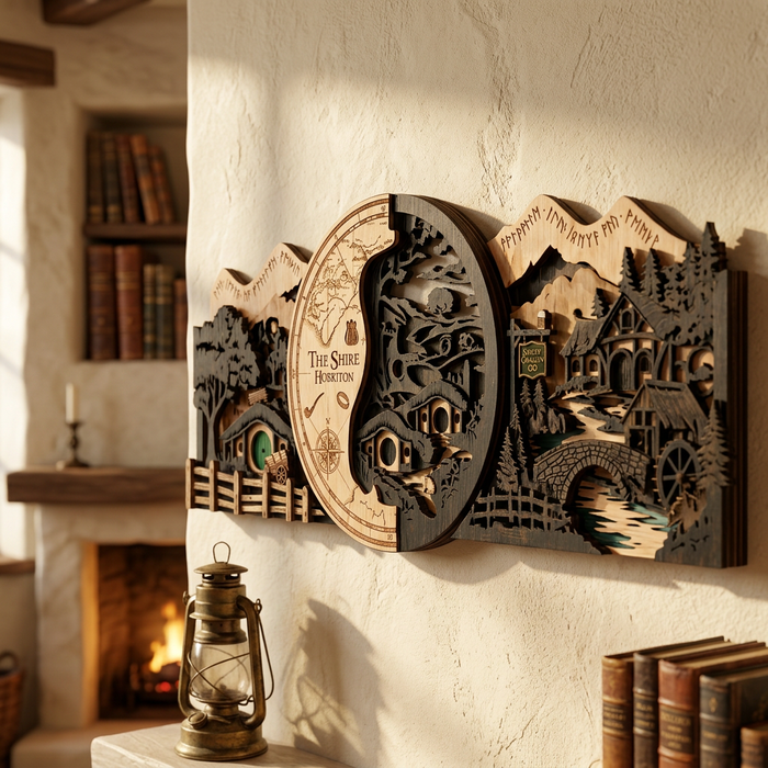 Real Nature oak wood wall decor – Fairytale Hillside panel