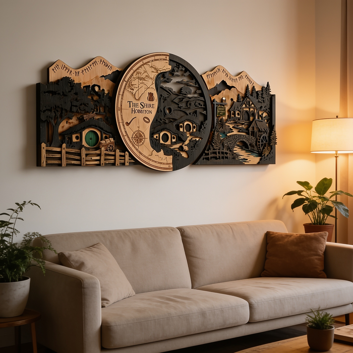 Real Nature oak wood wall decor – Fairytale Hillside panel