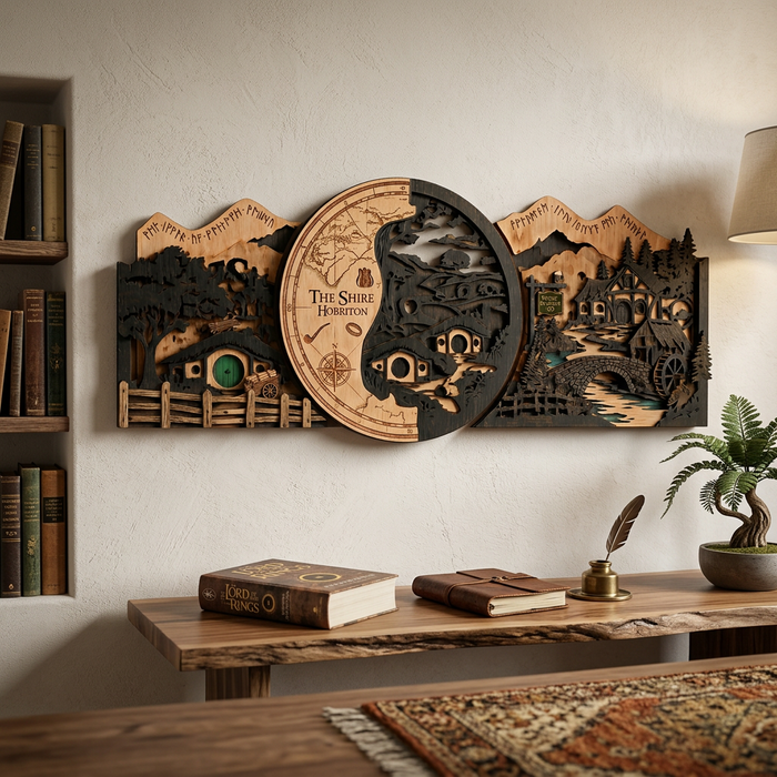 Real Nature oak wood wall decor – Fairytale Hillside panel