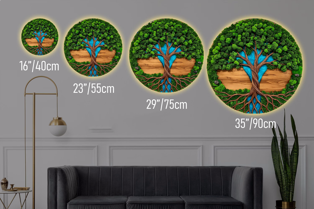 Zlatý HDF obraz - Pine Tree of Life - Zlatý měsíc